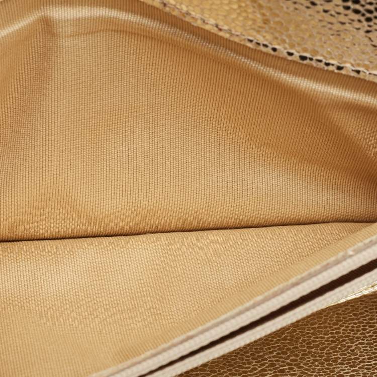 Pre Owned Jimmy Choo Silver/Gold Glitter and Leather Reese Flap Clutch