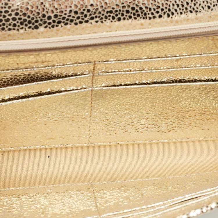 Pre Owned Jimmy Choo Silver/Gold Glitter and Leather Reese Flap Clutch