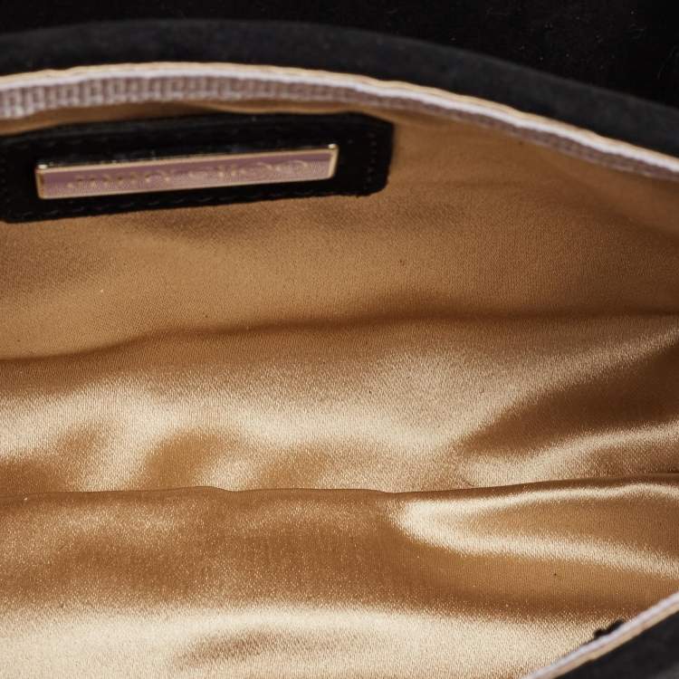 Pre Owned Jimmy Choo Black Suede Chain Embellished Fringe Shoulder Bag