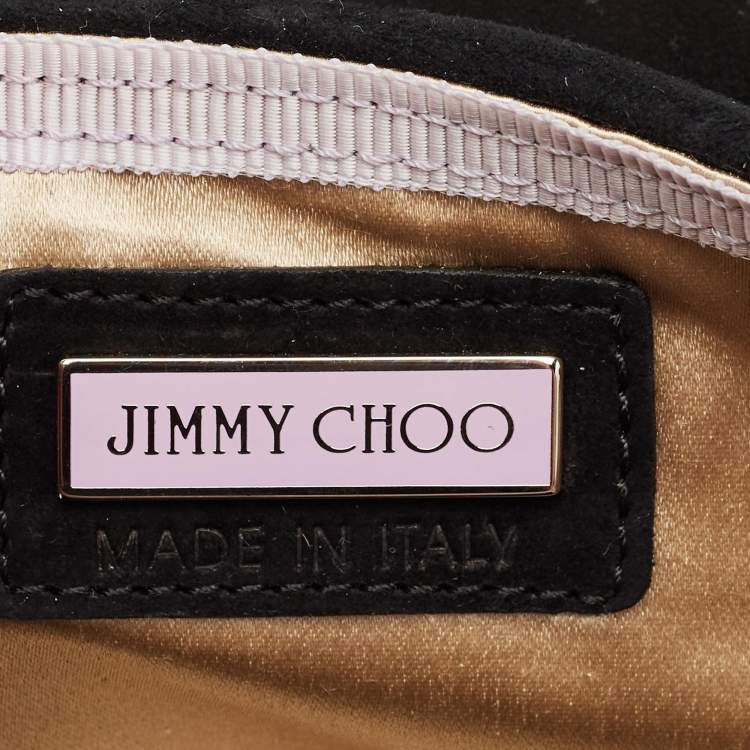 Pre Owned Jimmy Choo Black Suede Chain Embellished Fringe Shoulder Bag