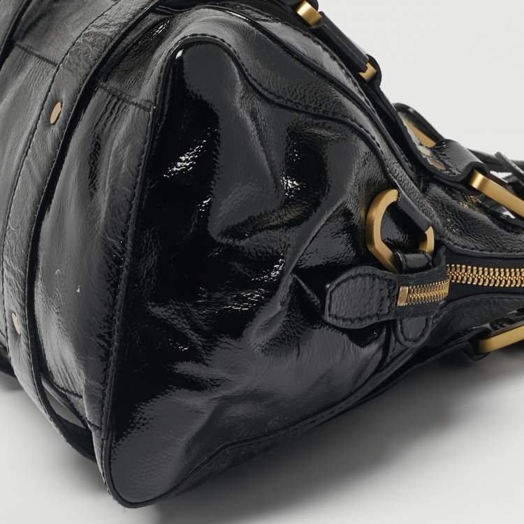 Pre Owned Jimmy Choo Black Patent Leather Malena Bag