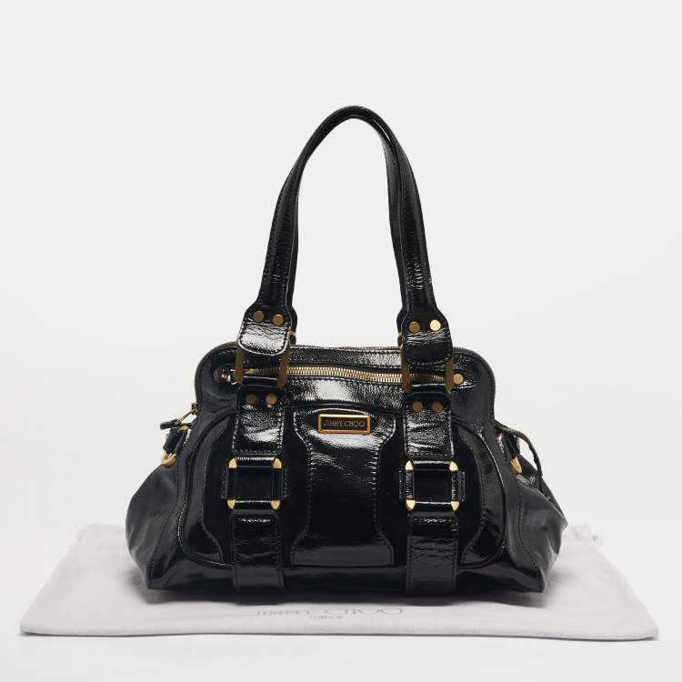 Pre Owned Jimmy Choo Black Patent Leather Malena Bag