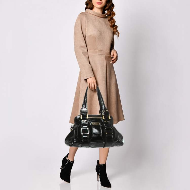 Pre Owned Jimmy Choo Black Patent Leather Malena Bag