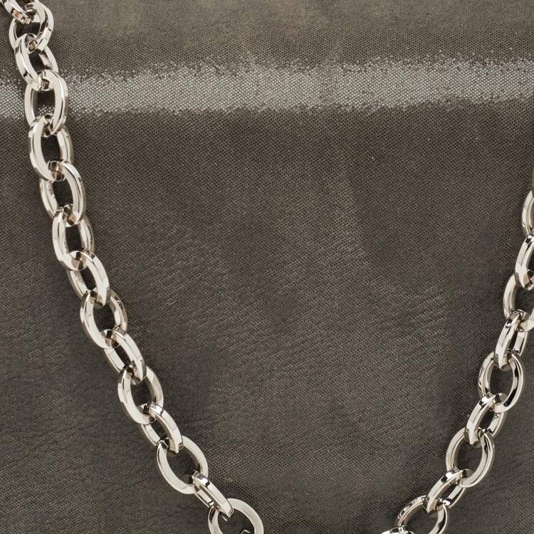 Pre Owned Jimmy Choo Grey Shimmer Suede Chain Embellished Fringe Shoulder Bag