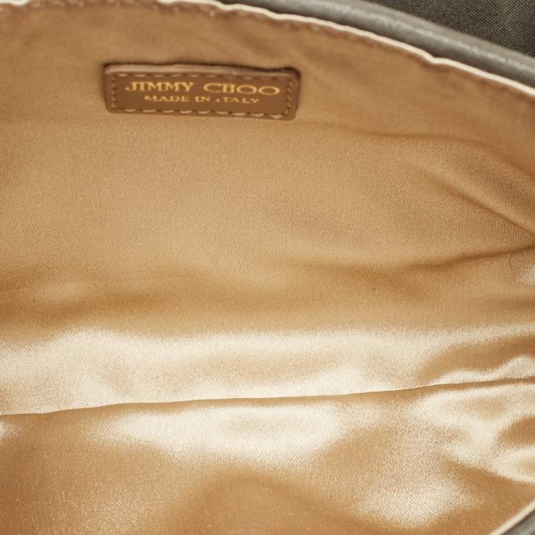 Pre Owned Jimmy Choo Grey Shimmer Suede Chain Embellished Fringe Shoulder Bag