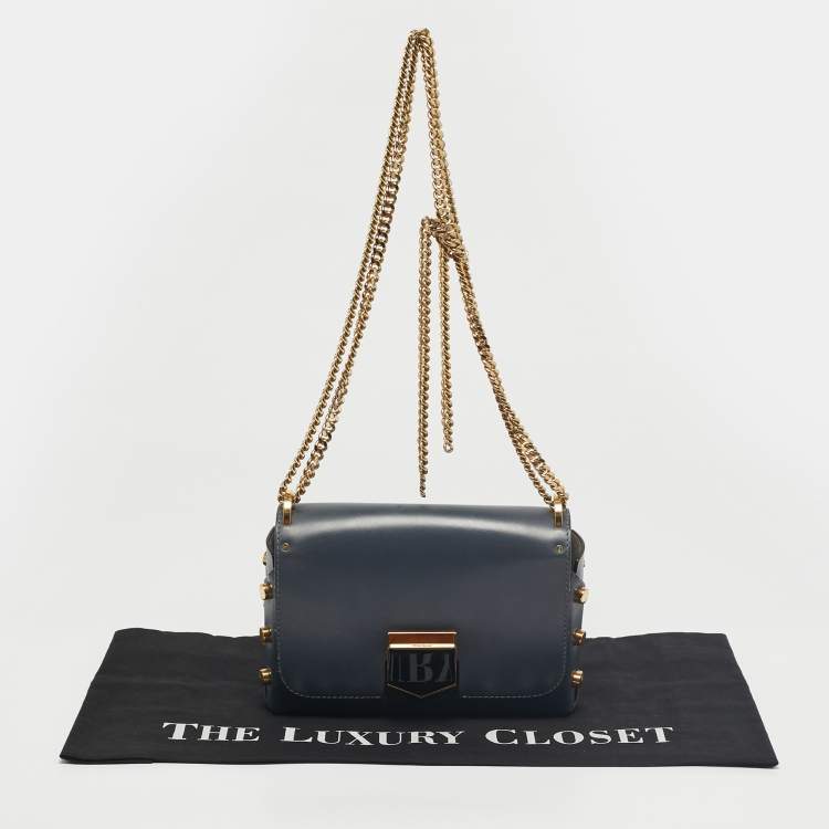 Pre Owned Jimmy Choo Blue Leather Lockett City Shoulder Bag