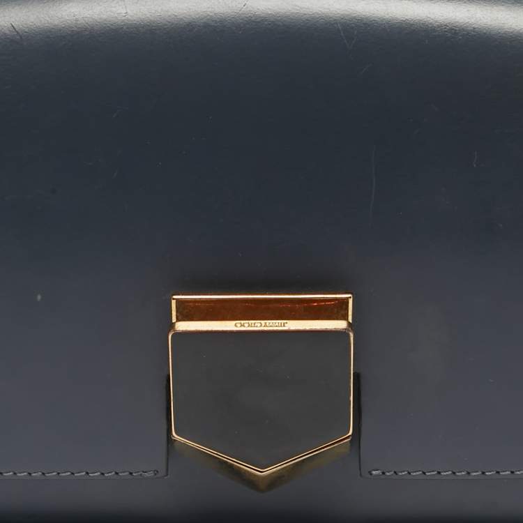 Pre Owned Jimmy Choo Blue Leather Lockett City Shoulder Bag