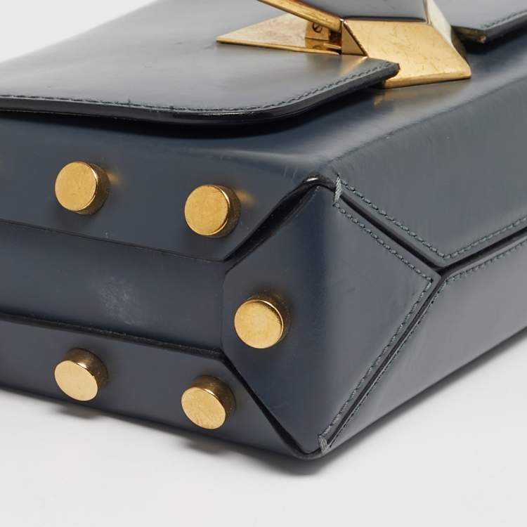 Pre Owned Jimmy Choo Blue Leather Lockett City Shoulder Bag