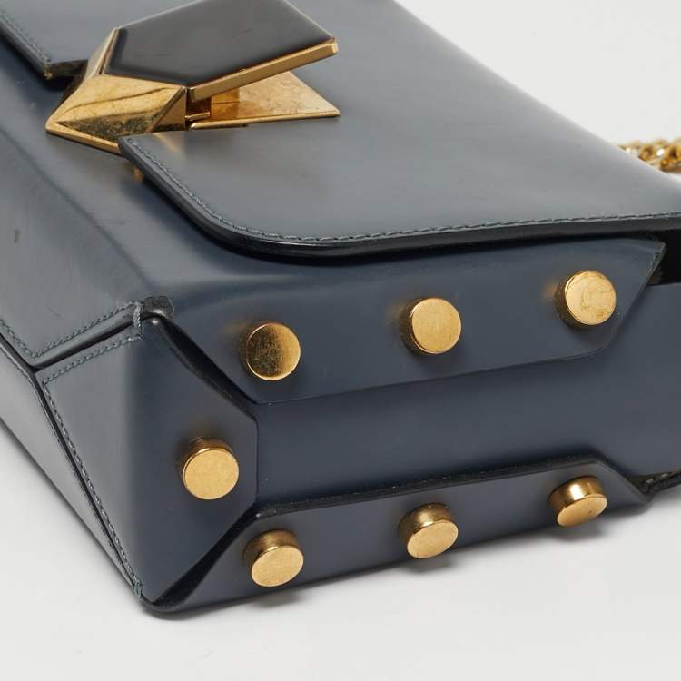 Pre Owned Jimmy Choo Blue Leather Lockett City Shoulder Bag