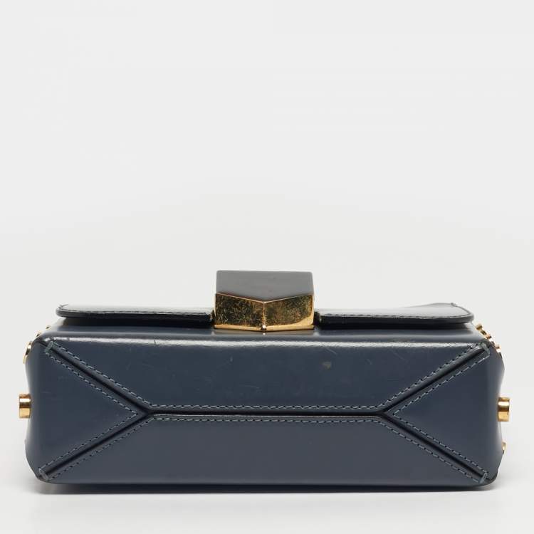 Pre Owned Jimmy Choo Blue Leather Lockett City Shoulder Bag