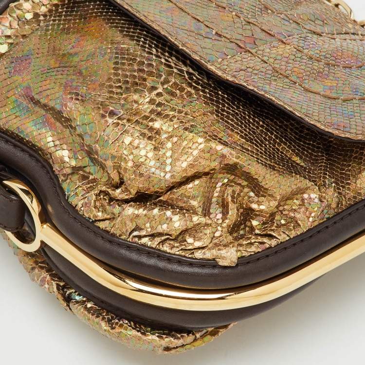 Pre Owned Jimmy Choo Metallic Multicolor Python and Leather Flap Chain Shoulder Bag