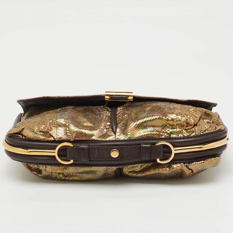 Pre Owned Jimmy Choo Metallic Multicolor Python and Leather Flap Chain Shoulder Bag