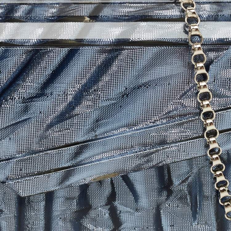 Pre Owned Jimmy Choo Blue Acrylic and Suede Crinkled Candy Chain Clutch