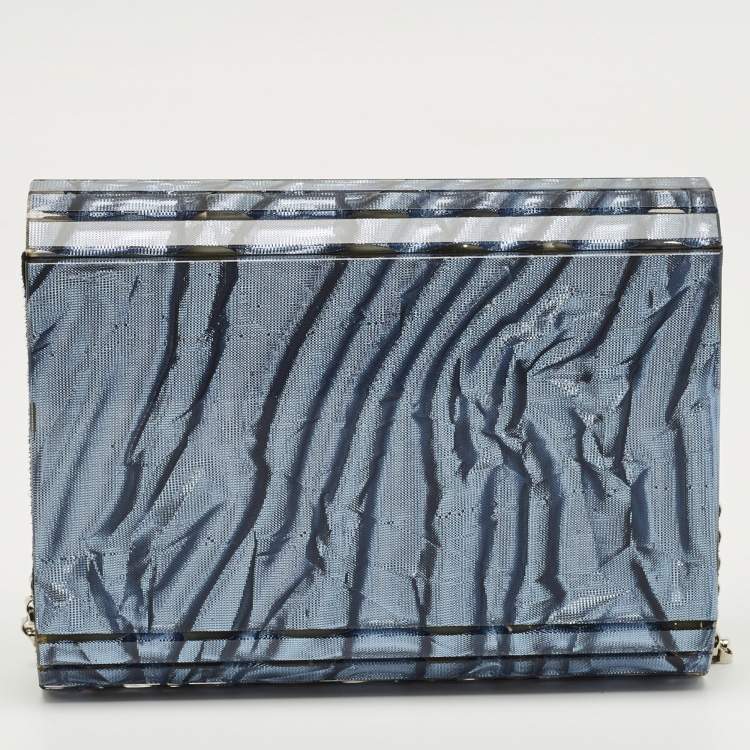 Pre Owned Jimmy Choo Blue Acrylic and Suede Crinkled Candy Chain Clutch