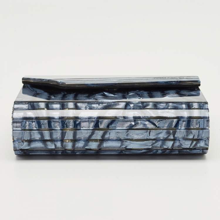 Pre Owned Jimmy Choo Blue Acrylic and Suede Crinkled Candy Chain Clutch