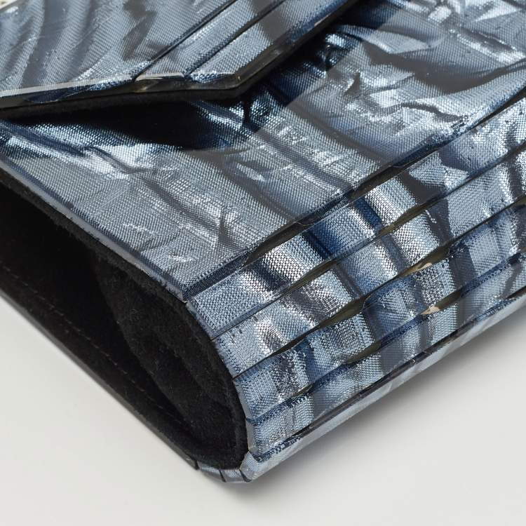 Pre Owned Jimmy Choo Blue Acrylic and Suede Crinkled Candy Chain Clutch