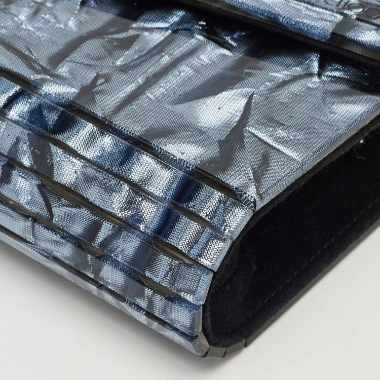 Pre Owned Jimmy Choo Blue Acrylic and Suede Crinkled Candy Chain Clutch