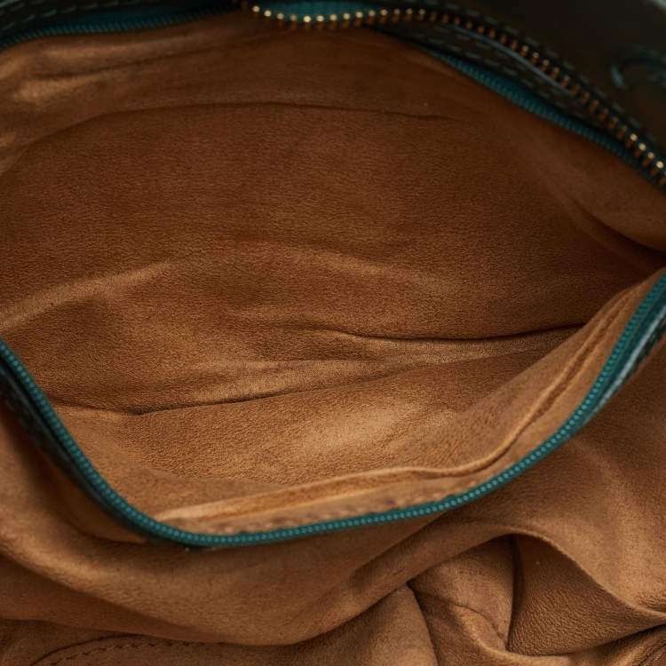 Pre Owned Jimmy Choo Green Leopard Print Patent Leather Clutch