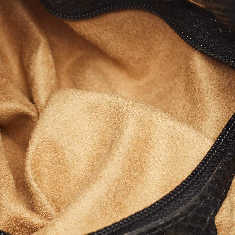 Pre Owned Jimmy Choo Black Snakeskin Embossed Leather Mini Riki Tote