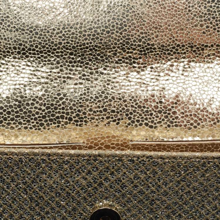 Pre Owned Jimmy Choo Gold Glitter Riane Chain Clutch 