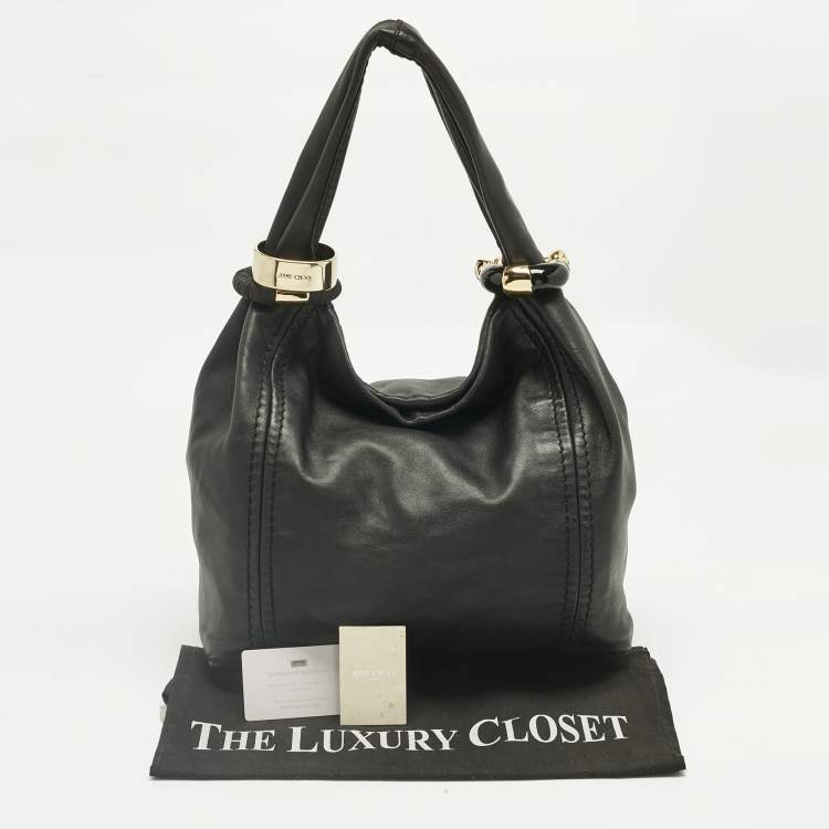 Pre Owned Jimmy Choo Black Leather Saba Hobo