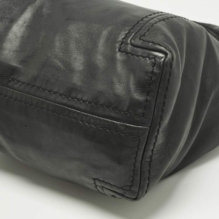 Pre Owned Jimmy Choo Black Leather Saba Hobo