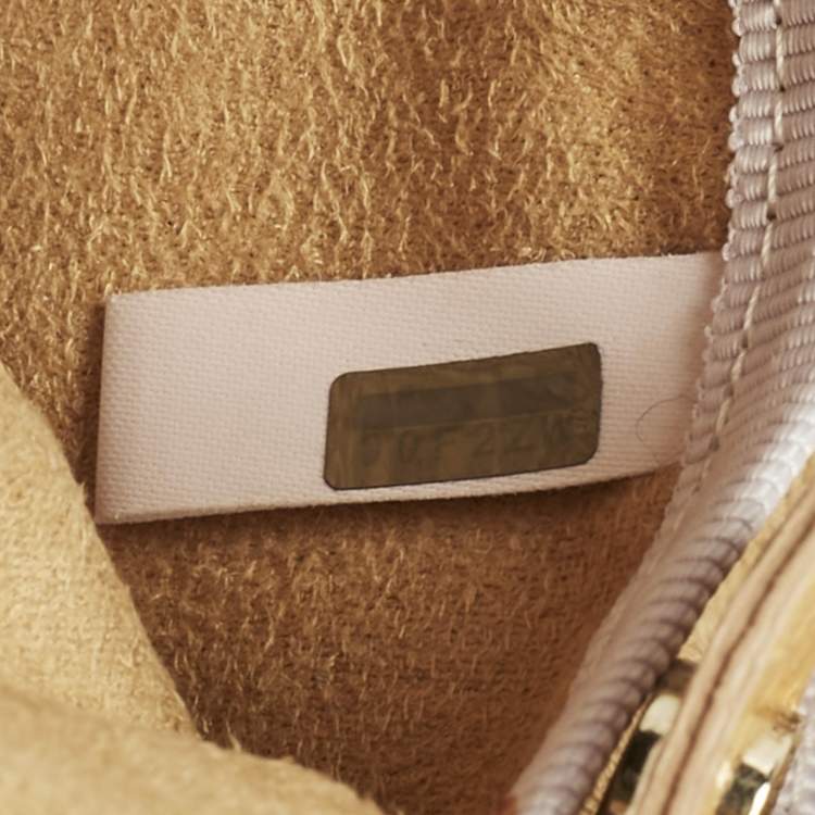 Pre Owned Jimmy Choo Peach Textured Leather and Snakeskin Small Sky Bangle Hobo