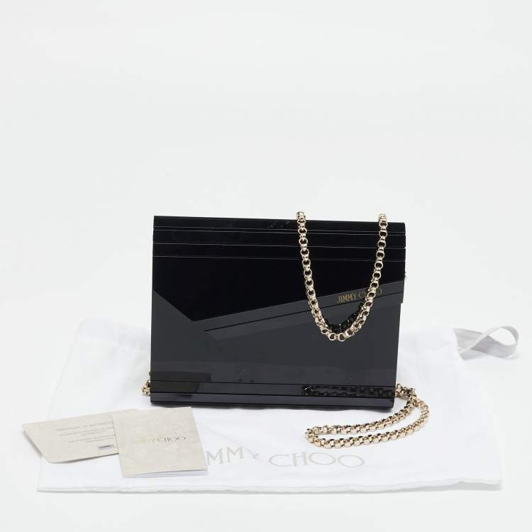 Pre Owned Jimmy Choo Black Acrylic and Leather Candy Chain Clutch 
