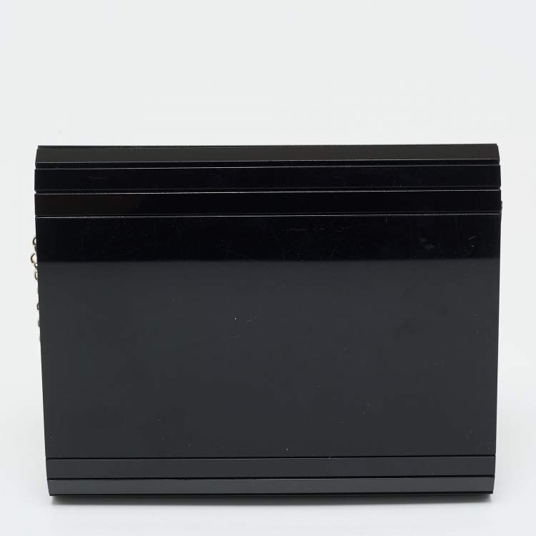 Pre Owned Jimmy Choo Black Acrylic and Leather Candy Chain Clutch 