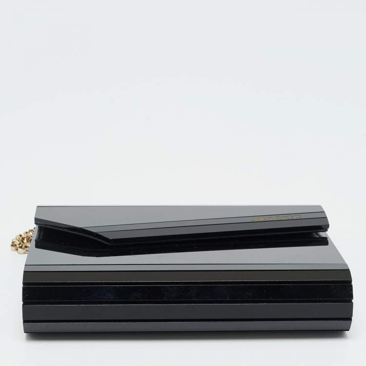 Pre Owned Jimmy Choo Black Acrylic and Leather Candy Chain Clutch 