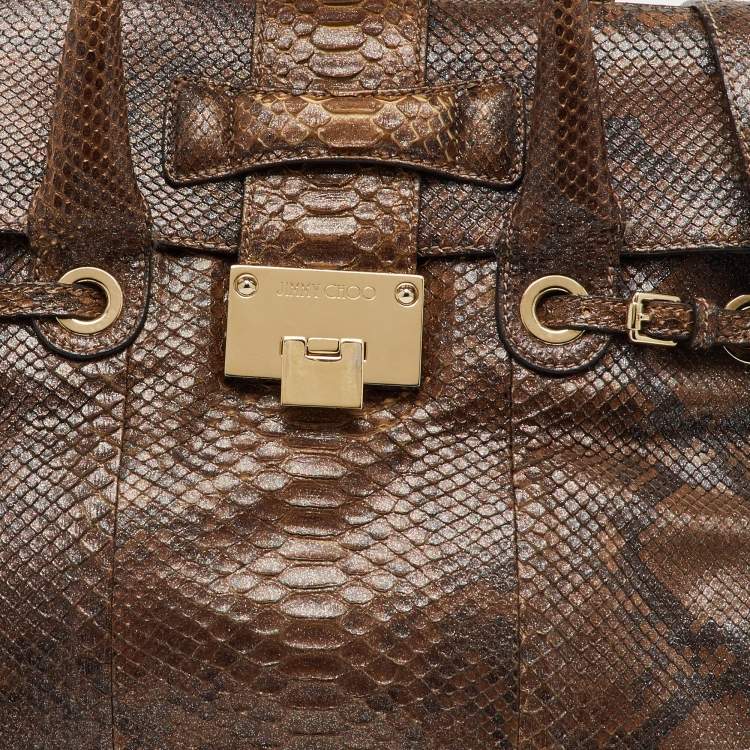 مملوكة مسبقًا Jimmy Choo Metallic Brown Python Rosalie Satchel