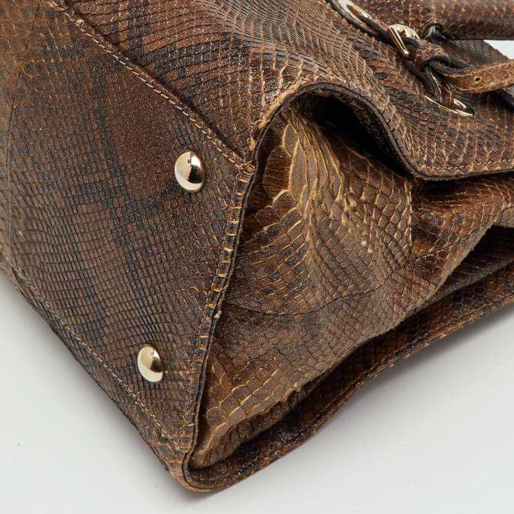 مملوكة مسبقًا Jimmy Choo Metallic Brown Python Rosalie Satchel