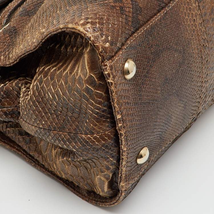 مملوكة مسبقًا Jimmy Choo Metallic Brown Python Rosalie Satchel