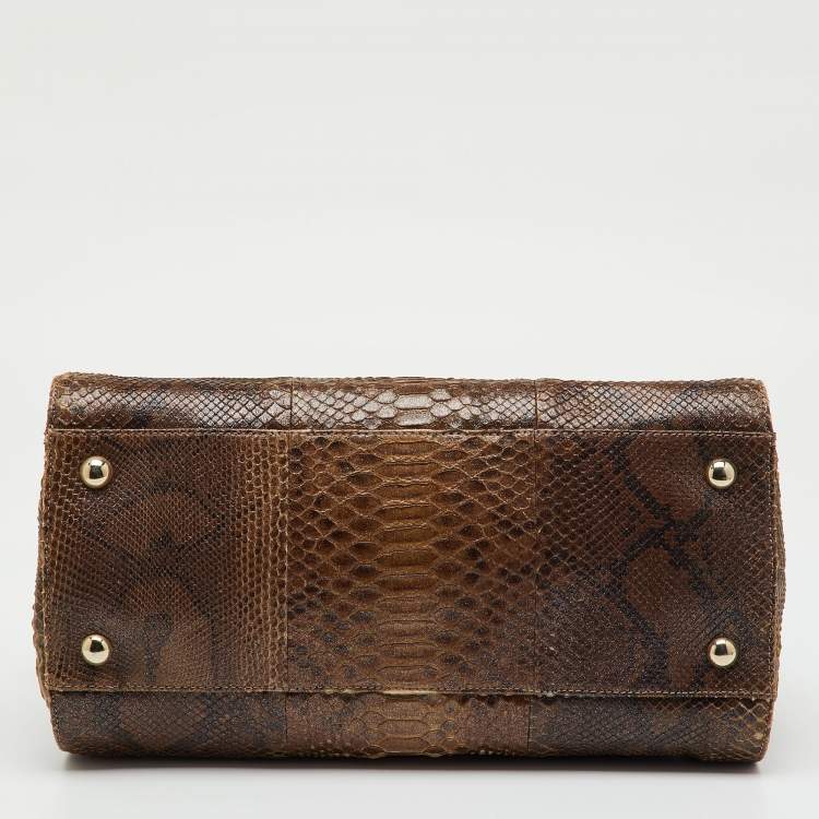مملوكة مسبقًا Jimmy Choo Metallic Brown Python Rosalie Satchel