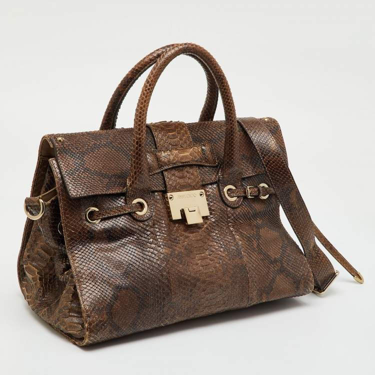 مملوكة مسبقًا Jimmy Choo Metallic Brown Python Rosalie Satchel