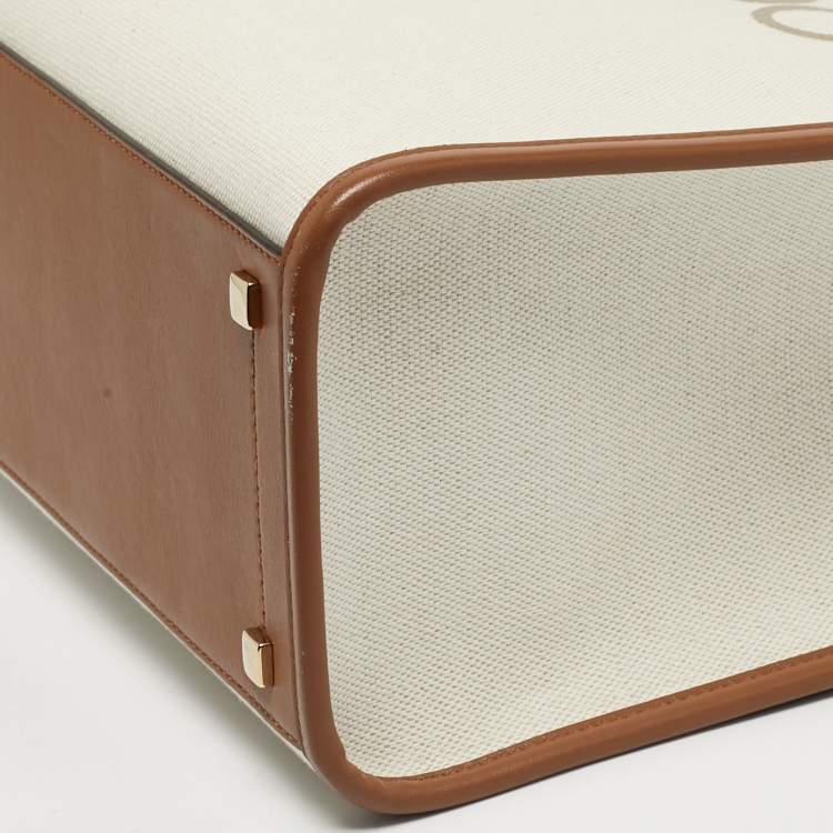 مملوكة مسبقًا Jimmy Choo Avenue Medium Brown/Off White Canvas and Leather Tote