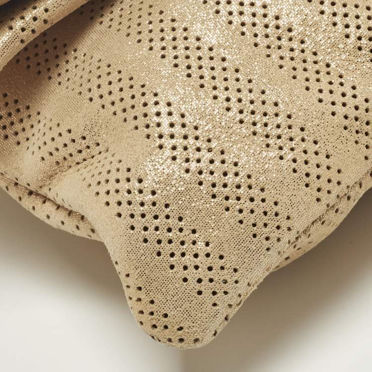 Pre Owned Jimmy Choo Chandra Gold Shimmer Perforated Leather Clutch