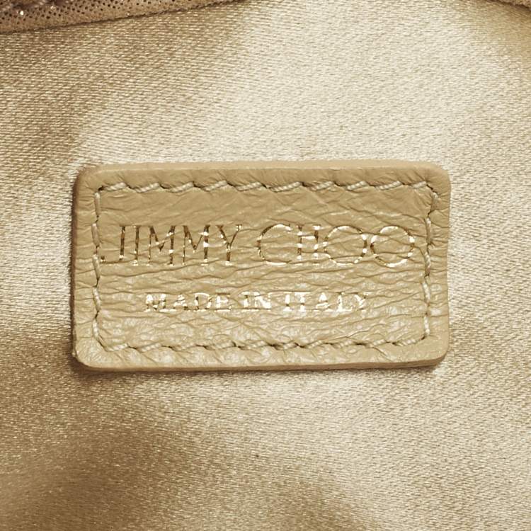 Pre Owned Jimmy Choo Chandra Gold Shimmer Perforated Leather Clutch