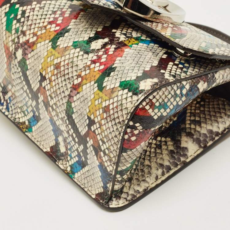 Pre Owned Jimmy Choo Madeline Multicolor Python Top Handle Bag