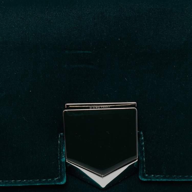 Pre Owned Jimmy Choo Lockett City Green Velvet Shoulder Bag