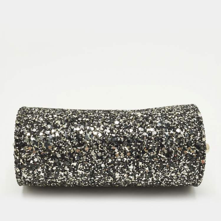 Pre Owned Jimmy Choo Kisslock Grey Glitter Clutch