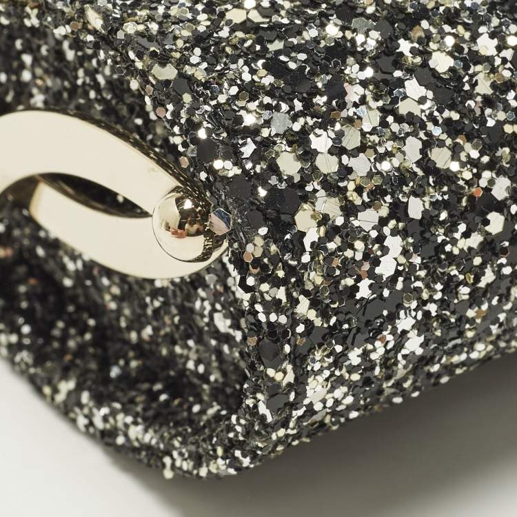 Pre Owned Jimmy Choo Kisslock Grey Glitter Clutch