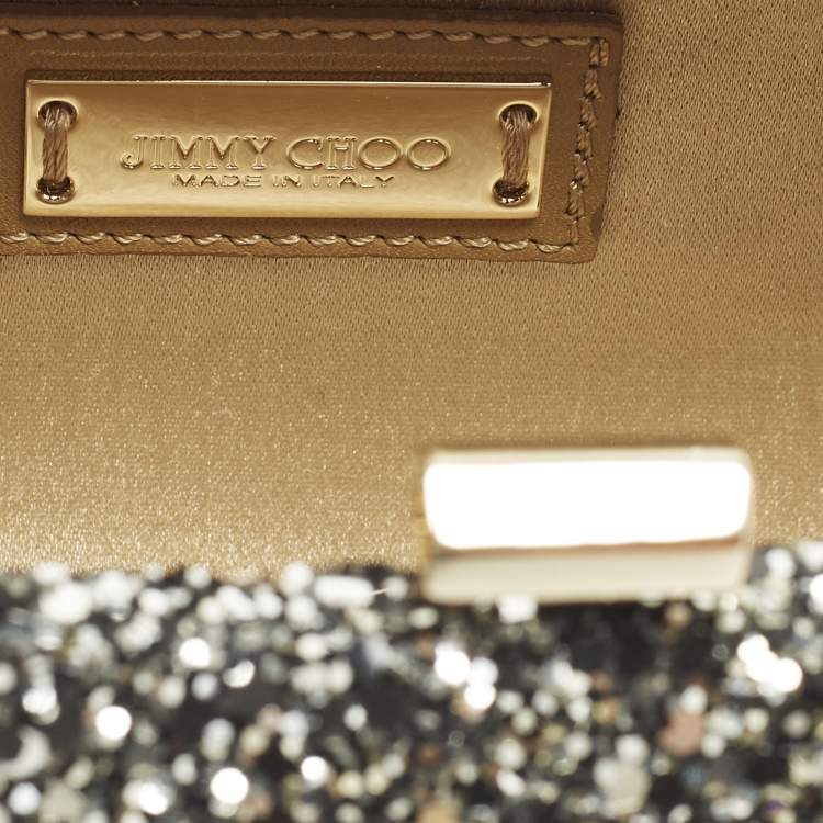 Pre Owned Jimmy Choo Kisslock Grey Glitter Clutch