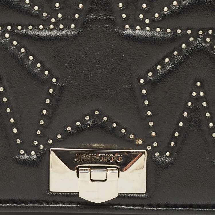 مملوكة مسبقًا Jimmy Choo Star Studded Helia Black Leather Shoulder Bag