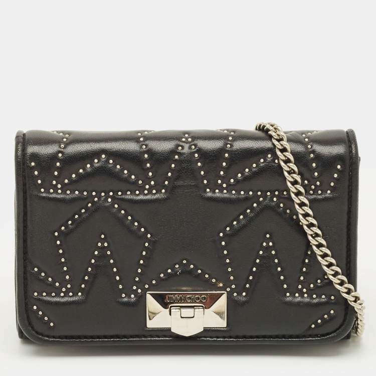 مملوكة مسبقًا Jimmy Choo Star Studded Helia Black Leather Shoulder Bag
