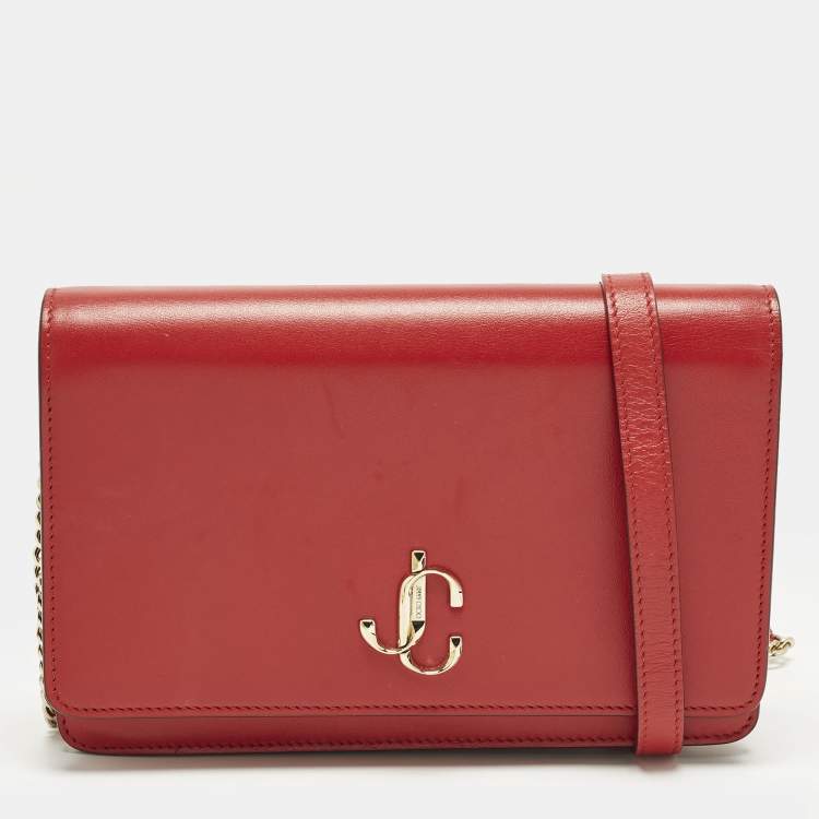 Pre Owned Jimmy Choo Palace Red Leather Clutch Bag