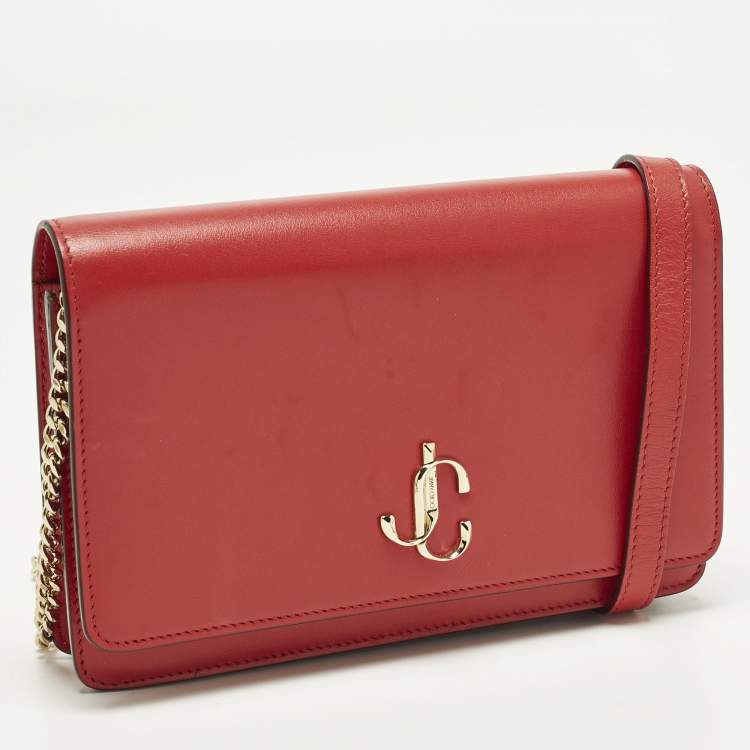Pre Owned Jimmy Choo Palace Red Leather Clutch Bag