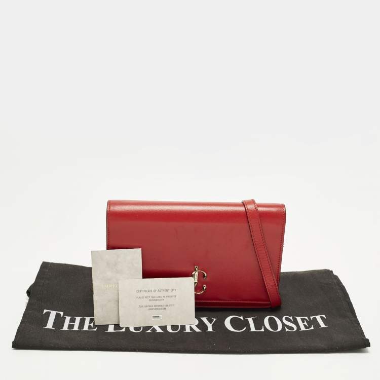 Pre Owned Jimmy Choo Palace Red Leather Clutch Bag