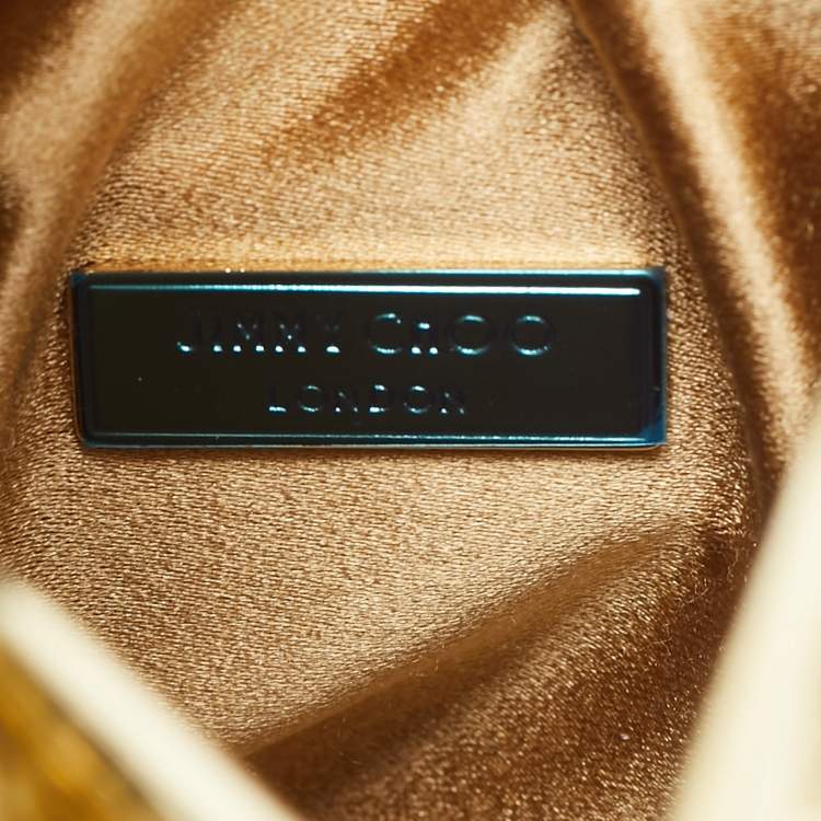 Pre Owned Jimmy Choo Bon Bon Gold Laminated Leather Bucket Bag