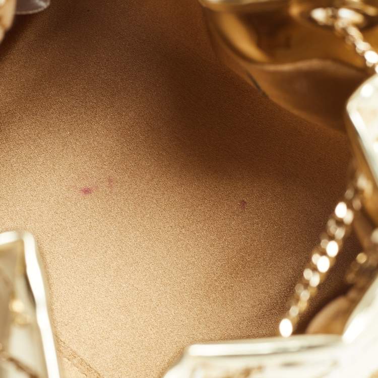 Pre Owned Jimmy Choo Bon Bon Gold Laminated Leather Bucket Bag